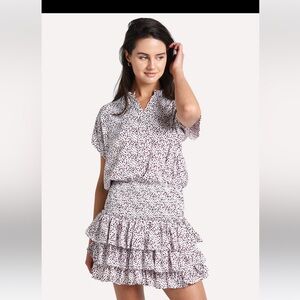 Misa Los Angeles Purple and White Polka Dot Eloisa Mini Dress Size S